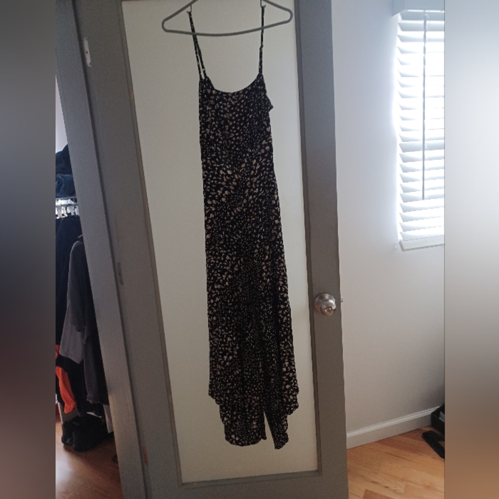Women's black and flowered jumpsuit